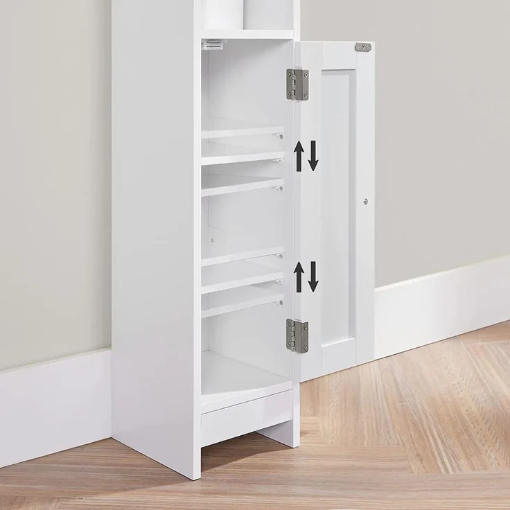 Vasagle Badschrank mit verstellbaren Ablagen, MDF weiß, 18 x 20 x 80 cm – Bild 4