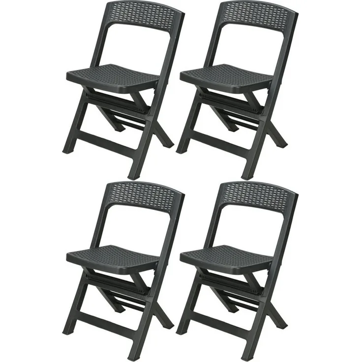 Progarden Klappstuhl Gartenmöbel Sitzgruppe Balkonmöbel Terrasse (4 St), Kunststoff, Camping, Klappbar, Rattan-Optik, 4er Set