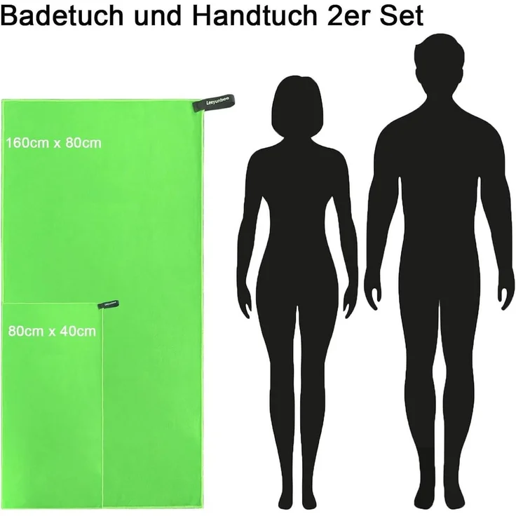 Mikrofaser Handtuch Set 160x80 cm Badetuch + 80x40 cm Klein, Schnelltrocknend – Bild 4