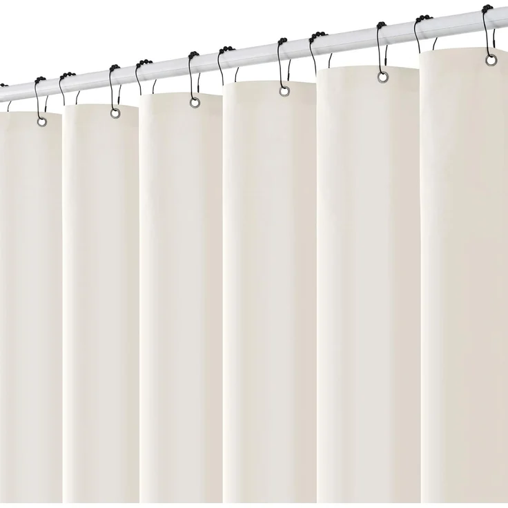 Woaboy Duschvorhang Leinenoptik Anti-Schimmel Weiß 180x200 cm – Bild 2