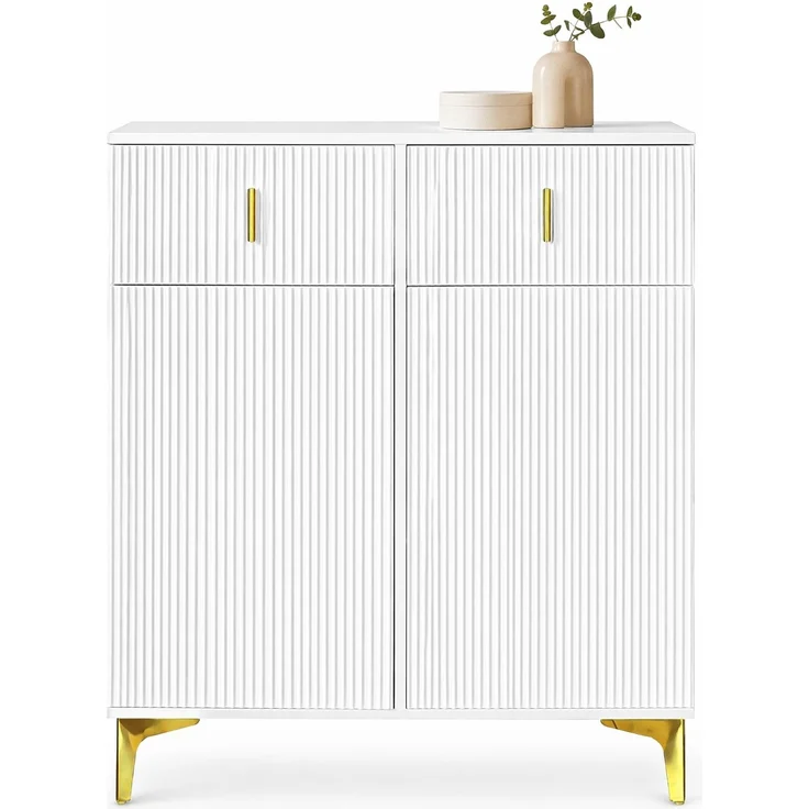 DESVIAE Schuhschrank-Set mit Garderobe, Schubladen und Sitzkissen, Spanplatte, Weiß, 60,5x180,5x35,2 cm + 83x101x35 cm – Bild 7