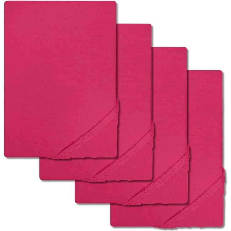 Setex Feinbiber Spannbettlaken pink 90 x 200 cm Doppelpack