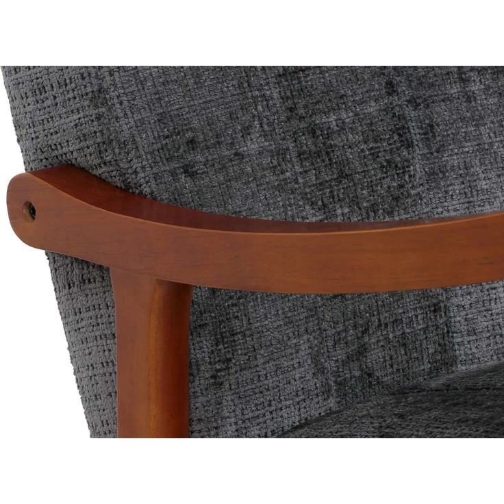 Schaukelstuhl HWC-K10, Relaxsessel, Holz FSC® Stoff/Textil Chenille (465g/m²) ~ dunkelgrau, Gestell Walnuss-Optik – Bild 8