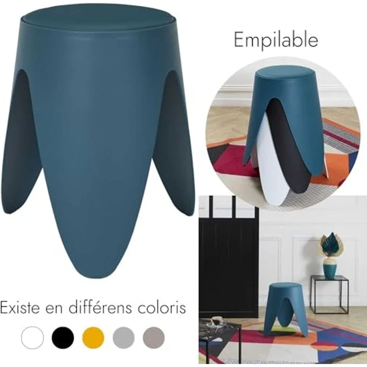 HOME DECO FACTORY, HD0297, Eve Duck Blue Hocker, Les P'Tits Prix, Zeitgenössisch, Möbel, Sitz, Bank und Hocker, 30x46x30 cm, Sitzhöhe 46 cm, Duck Blue – Bild 5