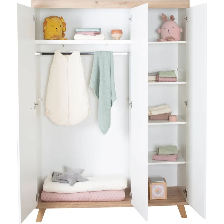 roba Kleiderschrank 'Malo' - 3-türig - HxBxT: 190 x 118 x 52 cm - Softclose-Technik - Weiß / Natur – Bild 7