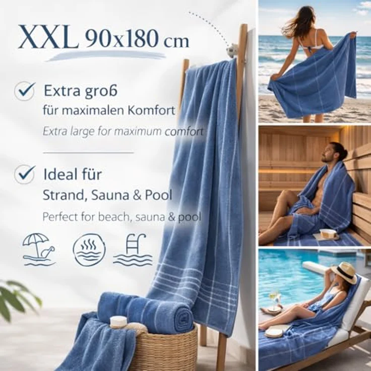 Betz Strandtuch Betz XXL Badetuch LINES Saunahandtuch Liegetuch 90x180 cm, 100% Baumwolle – Bild 6