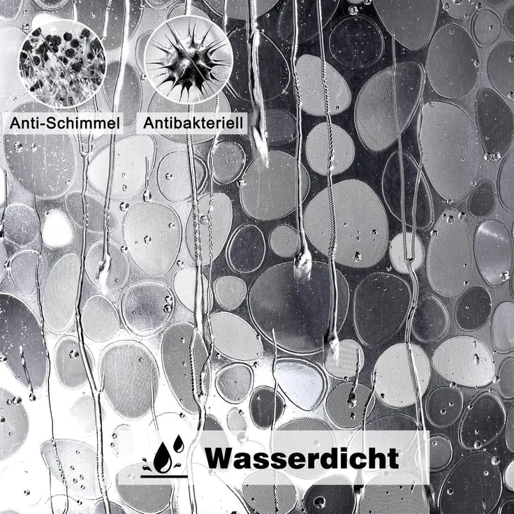 Duschvorhang 180x200 Antischimmel 3 Magnete Transparent 3D – Bild 4