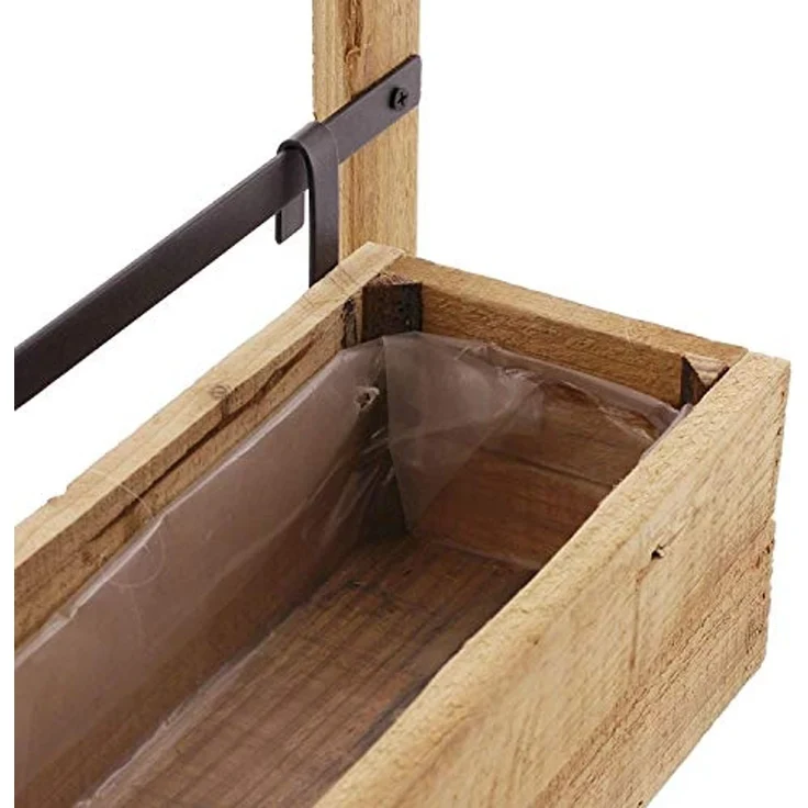 Dekoleidenschaft Blumenkasten "Industrial" aus Holz mit 2 Pflanzkästen, Pflanzenkasten, Balkonkasten, Wandregal mit Blumenkübel, Pflanzenhalter, Wandpflanzer, Blumenregal – Bild 5