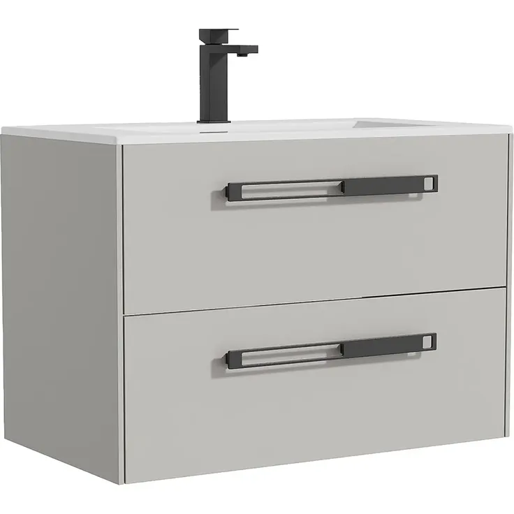 Vente-unique - FELNA Waschbeckenmöbel Holz, Platte Grau - B 45,5 cm x H 55 cm x L 79,4 cm – Bild 3