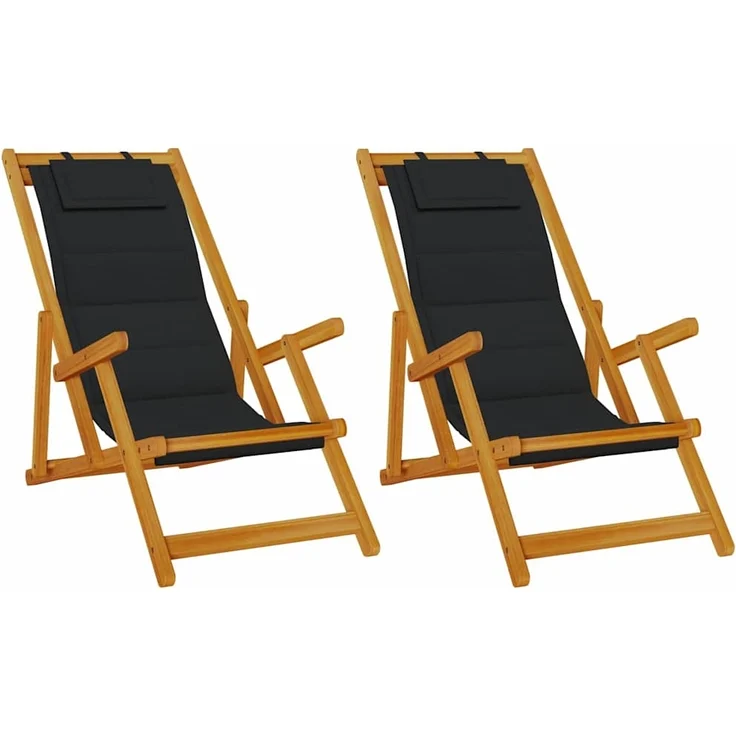 vidaXL Liegestuhl 2 pcs Braun 61.5 x 123 x 82cm Massivholz Akazie 3325140 – Bild 1
