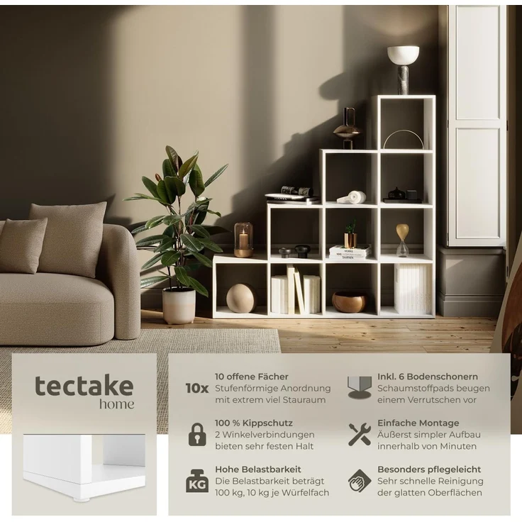 tectake Bücherregal Talisa, Einzelstück, praktisches Würfeldesign – Bild 4