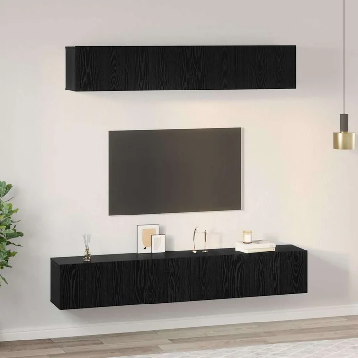 vidaXL TV-Schrankset 5 pcs Schwarz Eichen-Optik Holzwerkstoff 3393214 – Bild 3