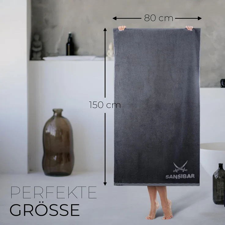 Sansibar Sylt Duschtuch Badetuch Saunatuch Frottier-Serie "Doubleface“, 80x150 cm, (1-St), mit hochwertig gewebtem Sansibar Logo – Bild 3
