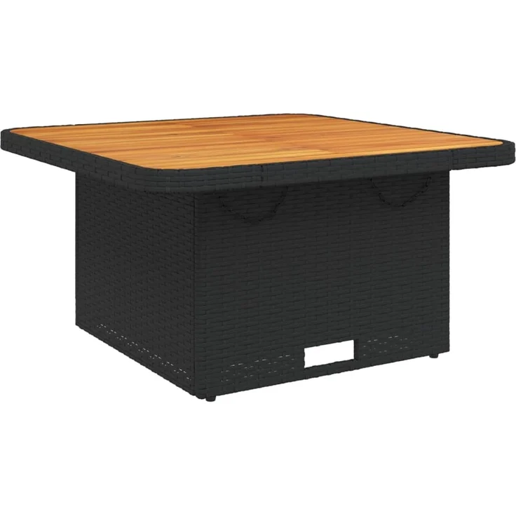 Gartentisch, Beistelltisch, Balkontisch Schwarz 80x80x71 cm Poly Rattan und Akazienholz – Bild 7