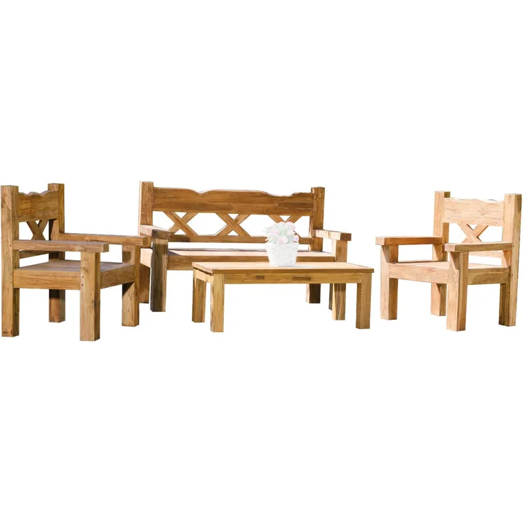Sonnenpartner 4-teilige Lounge-Sitzgruppe Jumbo Charleston Old Teak Loungegruppe