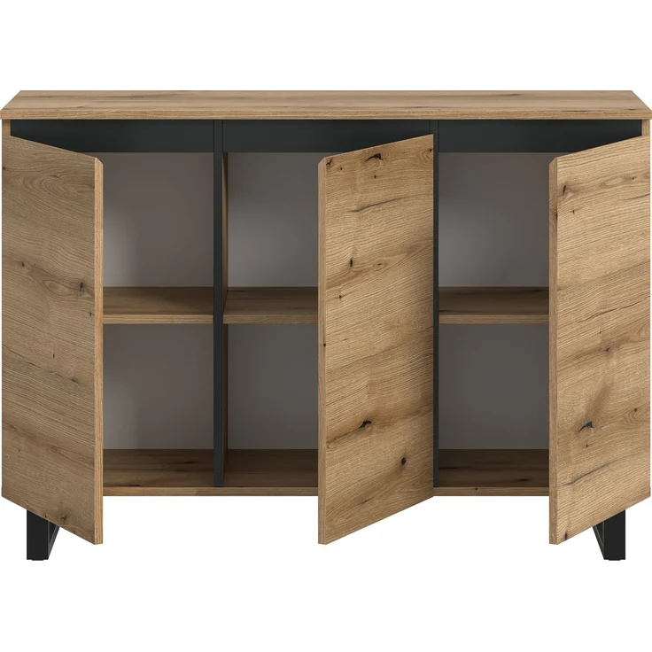 Sideboard B/H/T: 120x84x36 cm in Evoke Oak Nachbildung und schwarz – Bild 3