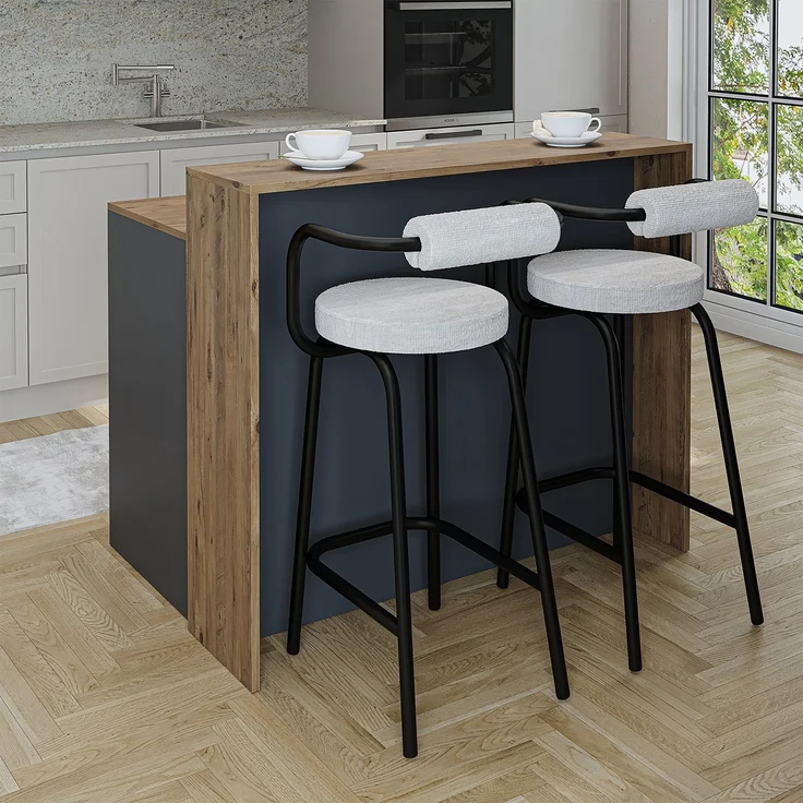 Roomart Kücheninsel CORTADO – Bartisch & Küchentisch mit Stauraum – 120×100×80 cm – Modernes Design • Anthrazit-Eiche – Bild 3