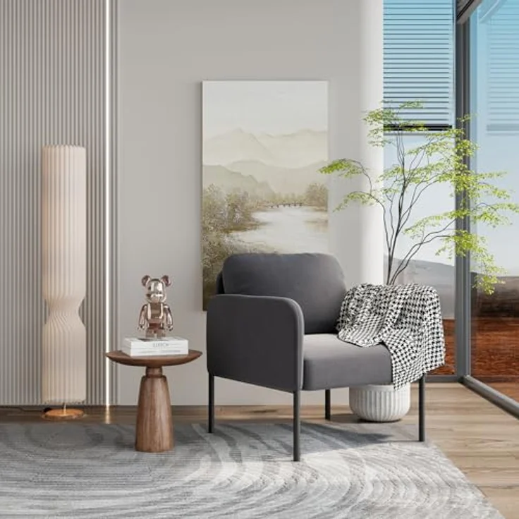 COLAMY Gepolsterter Ohrensessel aus Samt – Moderner Lounge-Sessel mit weicher Rückenlehne, Komfortabler Sessel für Wohnzimmer, Schlafzimmer, Apartment & Leseecke, Grau – Bild 6