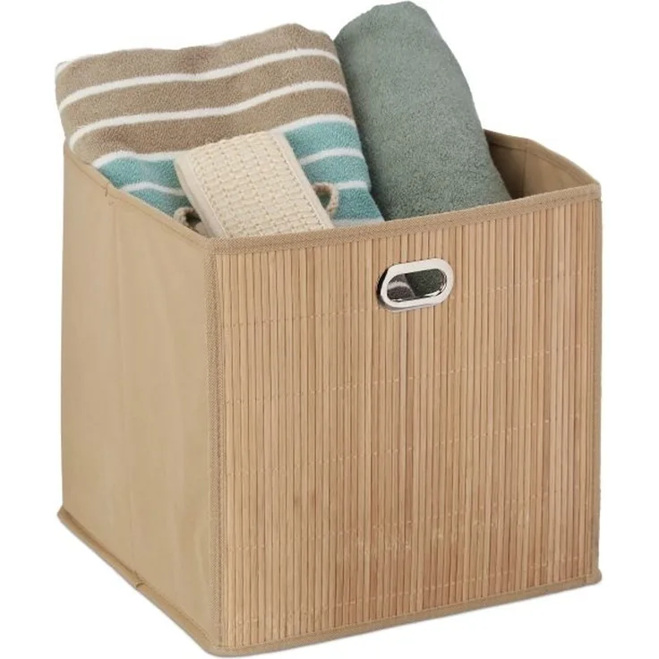 Relaxdays 10 x Aufbewahrungskorb beige hoch