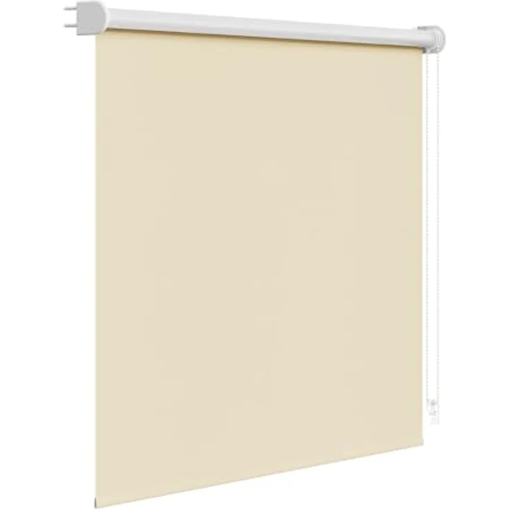 WOLTU Verdunkelungsrollo, nur zur Schraubmontag Thermo Verdunkelungsrollo mit Kette, Sichtschutz für Türen und Fenster, 140x160 cm [Stoffbreite: 136 cm], Beige – Bild 1