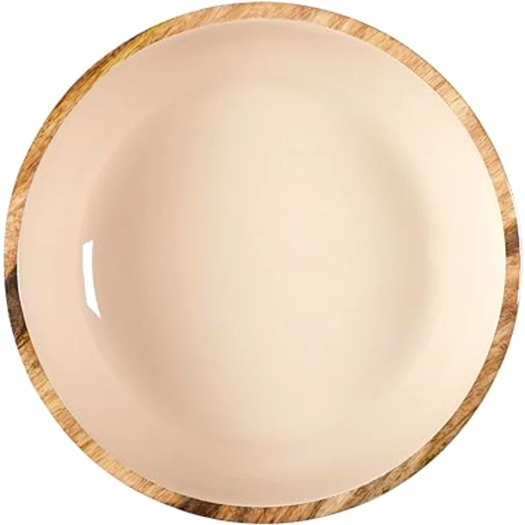 HOME DECO FACTORY, KA0572, Dune Uni Mango Wood Salad Bowl, elegant and Natural Design, ideal for Salads and Various Dishes, Easy to Maintain, Diameter 33 cm, beige Brown Color – Bild 3