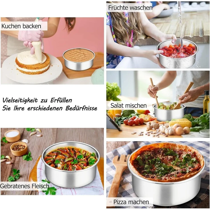 Homikit 3-Stück Runde 16cm Kuchenformen Backformen Set Edelstahl Auslaufsicher – Bild 6