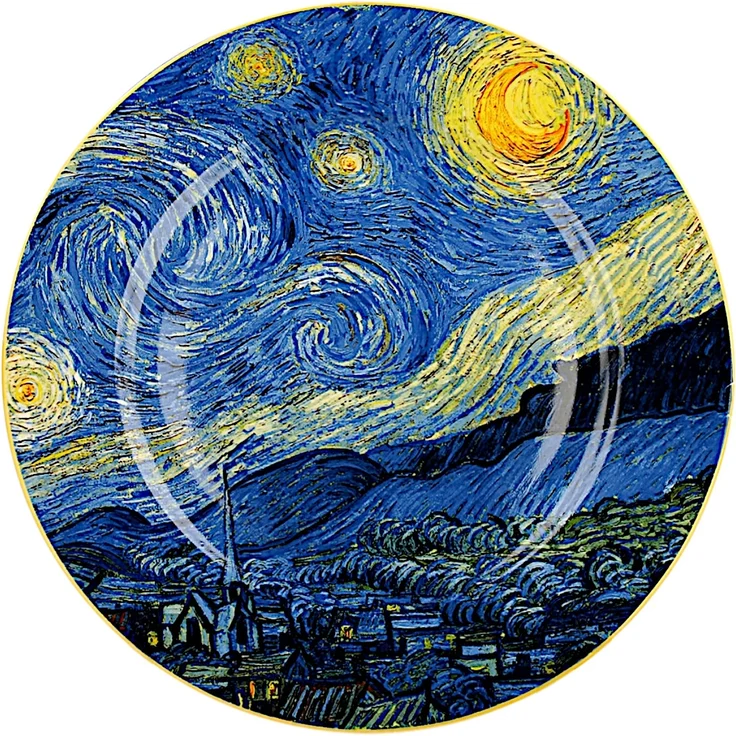 DUO ART GALLERY Dessertteller 2er Set STARRY NIGHT inspired by Van Gogh New Bone China Porzellan – Bild 2