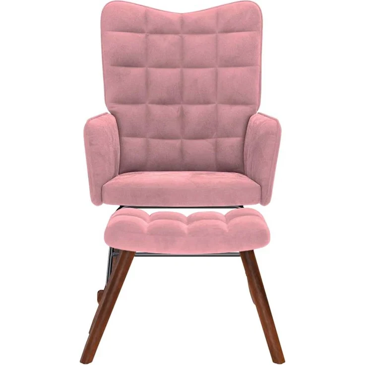 vidaXL Schaukelstuhl mit Hocker Pink Velvet 4016847 – Bild 2