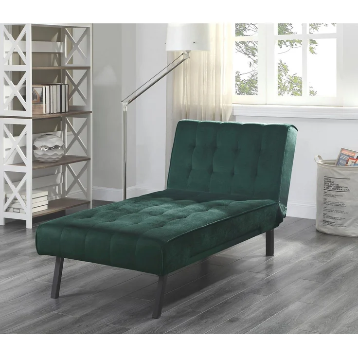 Atlantic Home Collection Pierre Chaiselongue, Polyester, Samtvelours Grün, Relaxliege – Bild 2