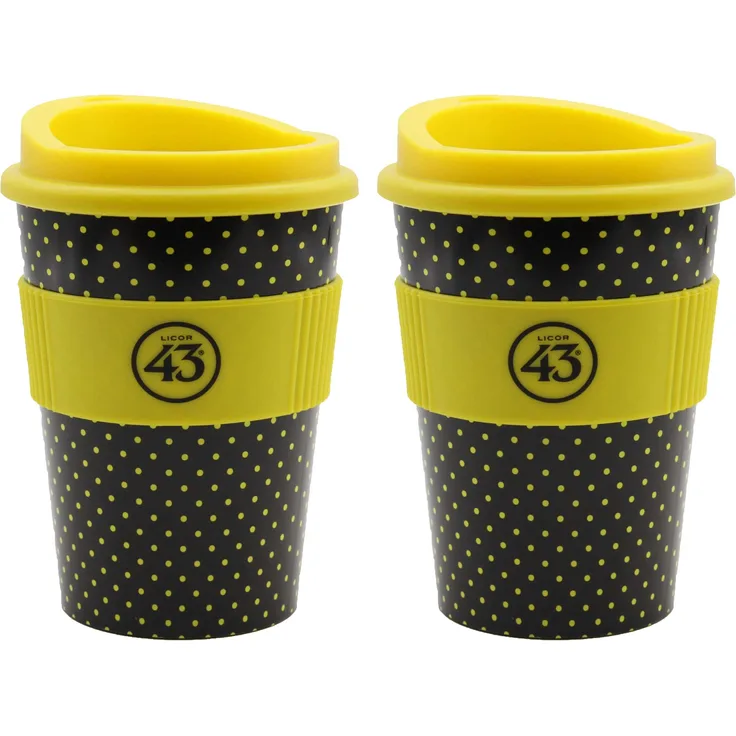 Licor 43 Kaffeebecher - 2er Set Trinkbecher Coffee to go mit Deckel Likör Liquor 43er