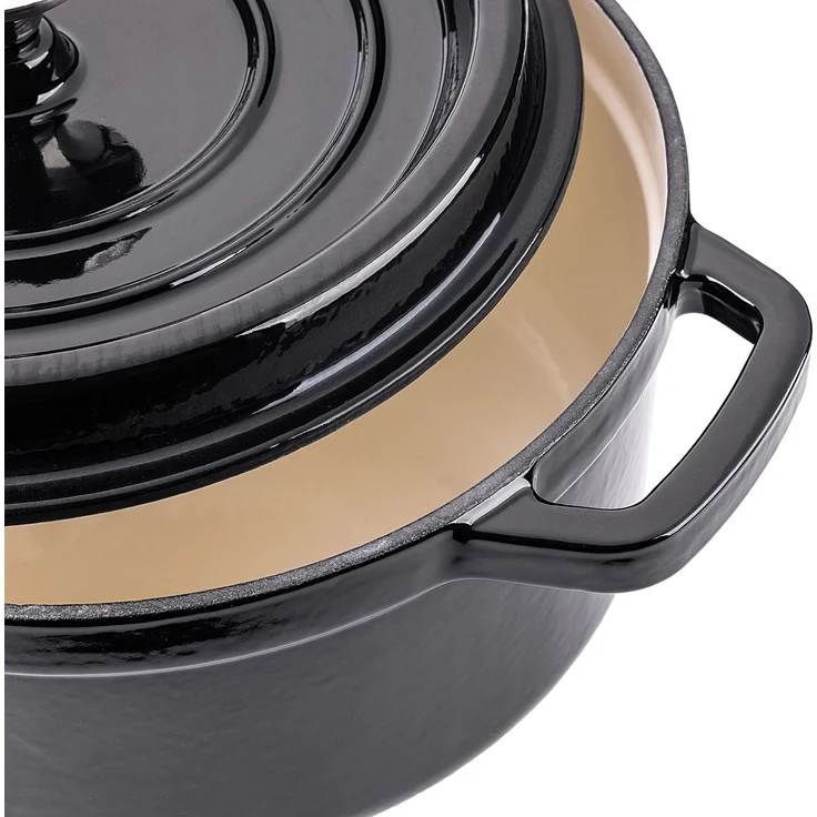 KADAX Gusseisentopf 4,5 Liter, Ø 23 cm, Schmortopf aus emailliertem Gusseisen, Rund Topf mit Deckel, Bräter zum Schmoren, Braten, Kochen & Backen, Bratentopf (Schwarz) – Bild 9