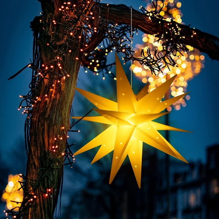 SALCAR 60cm Weihnachtsstern Beleuchtet Außen, 3D Leuchtstern – Bild 2