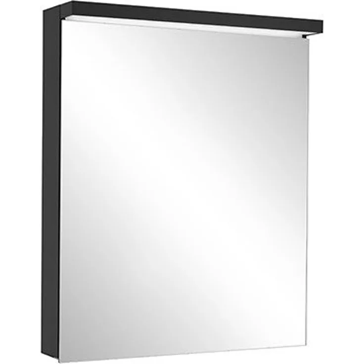 Schneider ADVANCED Line Ultimate LED Lichtspiegelschrank, 1 Tür Anschlag wechselbar, Steckdose links, 49,5 x 72,6 x 17,8 cm, 188.051, Ausführung: EU-Norm/Korpus schwarz matt - 188.051.02.41