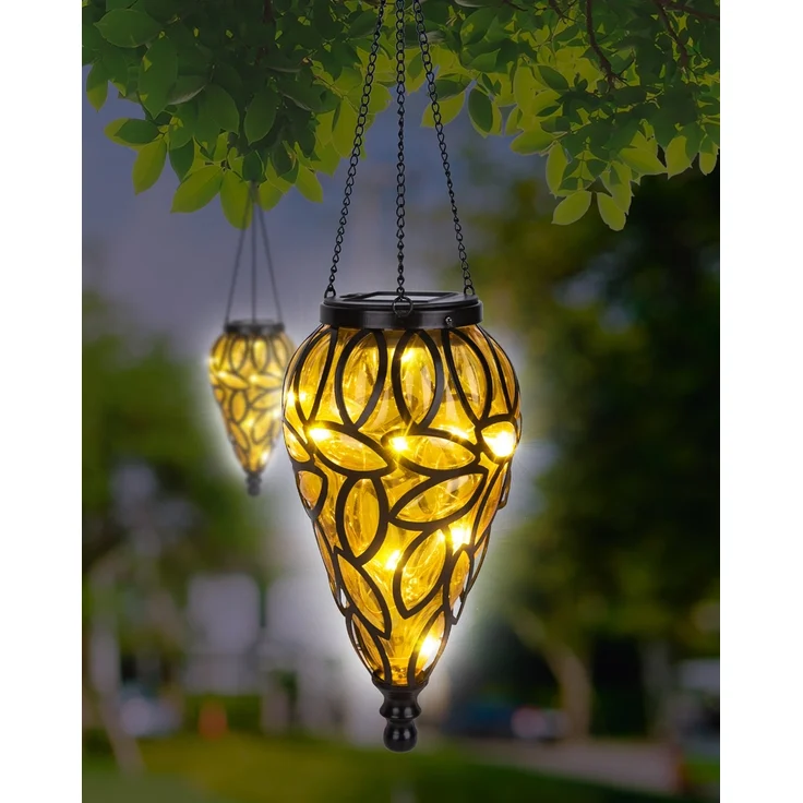 LED Solarleuchte, IP44, Akku, amber, H 50cm – Bild 6