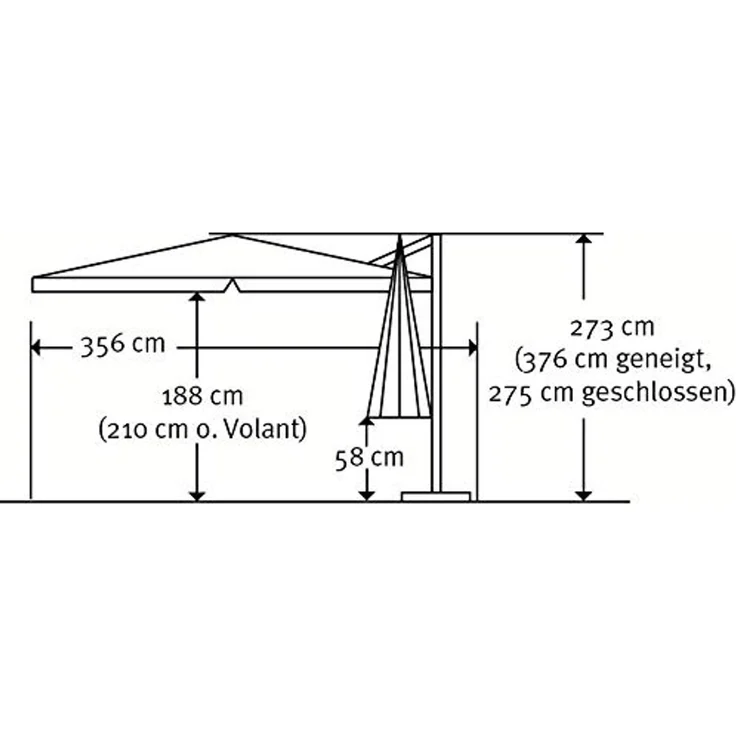 Sonnenschirm Rhodos 300x300/8 quadratisch, ca. 300 x 300 cm anthrazit – Bild 5