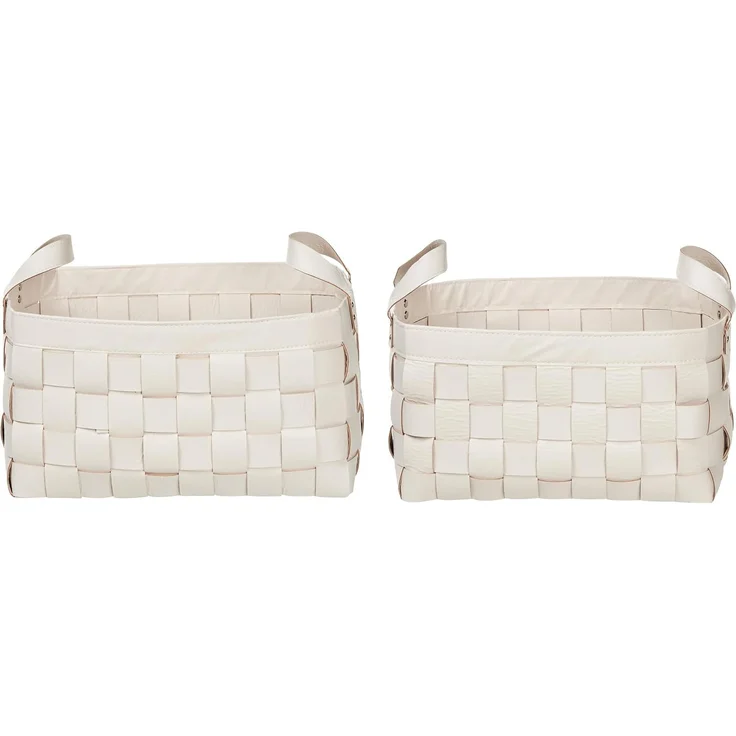 Aufbewahrungskorb 2er Set SIPPAR Kunstleder Beige – Bild 4