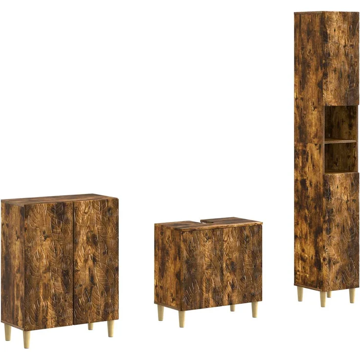 vidaXL 3-teiliges Badezimmer-Schranksystem DELFT Raucheiche 3417464 – Bild 2