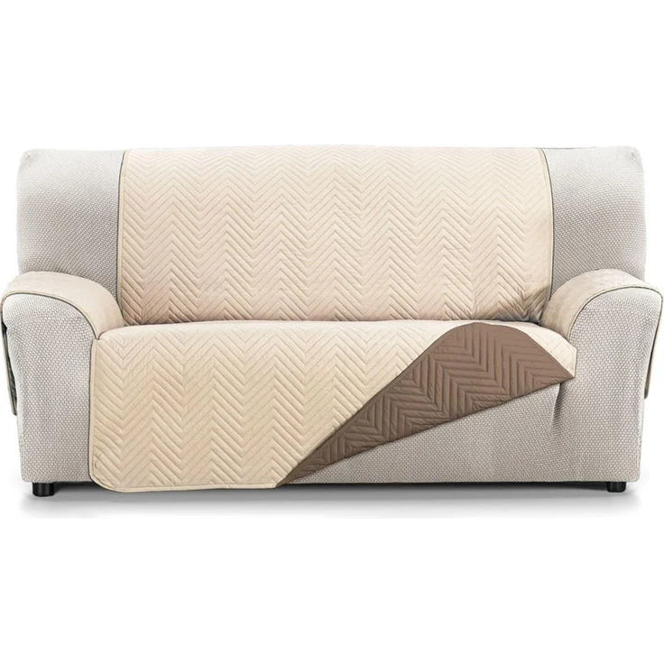 ECOMMERC3 Wende-Sofabezug für 2-Sitzer, XL, Sofabezug, extra weich und maximale Anpassung, beige/braun