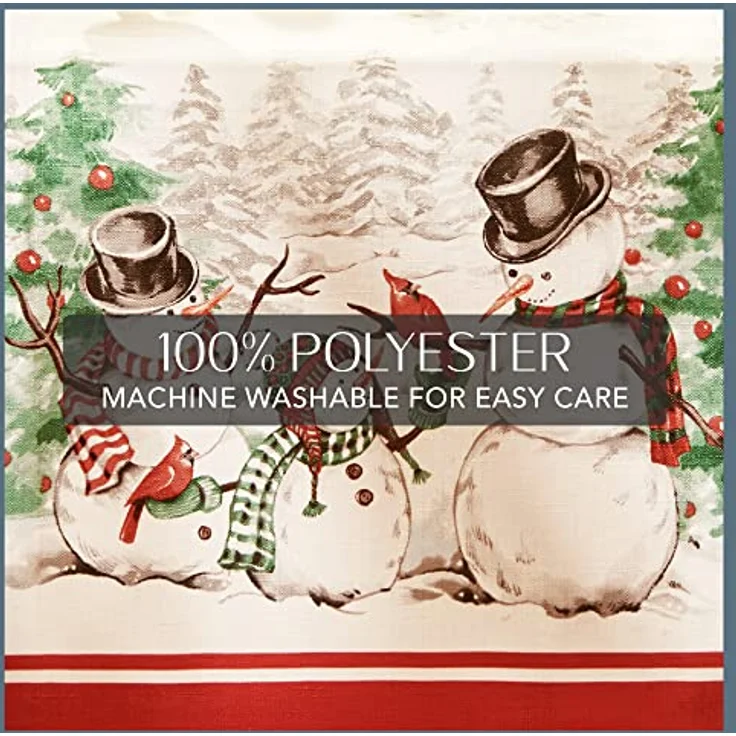 Elrene Home Fashions Snowman Winterland Holiday Snowflake Tischdecke, Polyester, Bunt, 70" Round (Tablecloth) – Bild 4