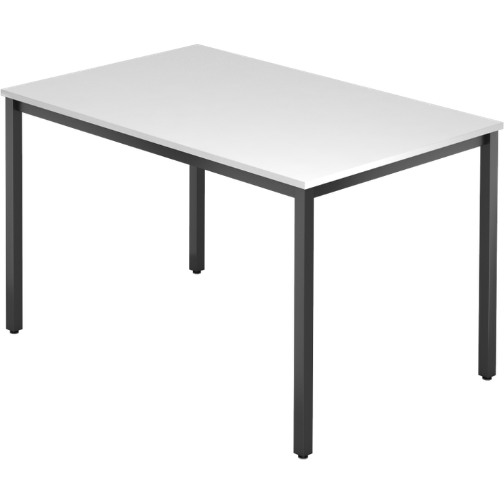 Besprechungstisch 120x80cm Weiß / Schwarz, eckig