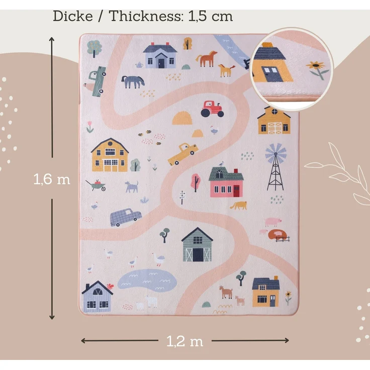 Hakuna Matte Kinderteppich Wolkenweiche Spielmatte Baby 160x120x1,5cm – Kinderzimmer Teppich, Höhe: 15 mm, Leicht, Rutschfest, Waschbar – Bild 3