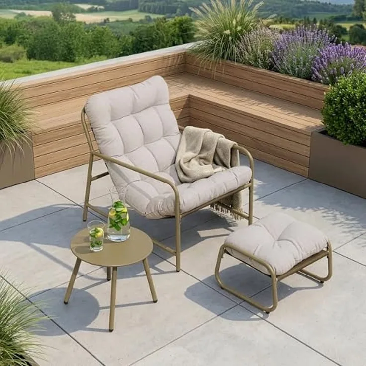 Gartenmöbelset Trerdfjoa 3-tlg. Beige/Grau [en. casa]
