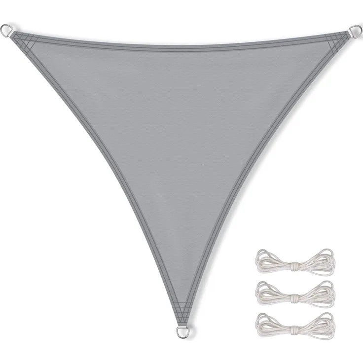 CelinaSun Sonnensegel inkl Befestigungsseile Premium PES Polyester wasserabweisend imprägniert Dreieck gleichseitig 6 x 6 x 6 m hell grau