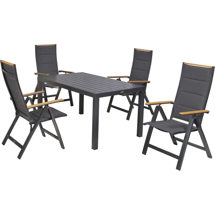 Verona Gartenmöbel Set 5tlg, 4 Klappsessel, Tisch 150 x 90 cm – Bild 5