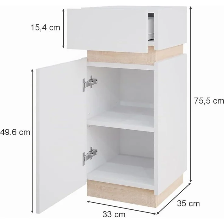 Midischrank Gloria Weiß 33 x 75.5 cm mit Tür und Schublade Vicco – Bild 3