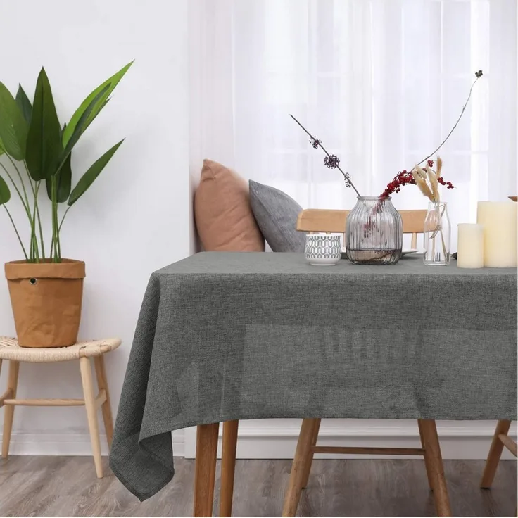 Deconovo Tischdecke Leinenoptik Tischwäsche Wasserabweisend Tischtuch Abwischbar (1er Set, pflegeleichte Tischdecken rechteckige Table Cloth), Lotuseffekt
