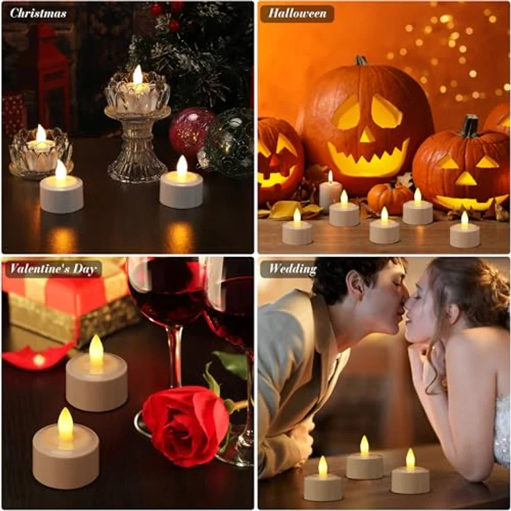 EXTSUD 6 Stück LED Teelichter Aufladbar mit Timer Fernbedienung und Ladestation Elektrische Teelichter LED Kerzen Wiederaufladbar Flackernd Flammenlose Candles für Weihnachten Hochzeiten Haus Deko – Bild 4