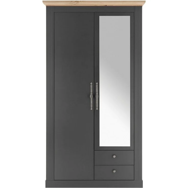 Home affaire Kleiderschrank WESTMINSTER Wäscheschrank in 2 Farben, Landhausschrank Metallgriffe Drehtürenschrank mit Spiegel, Schlafzimmerschrank, 109 cm breit – Bild 2