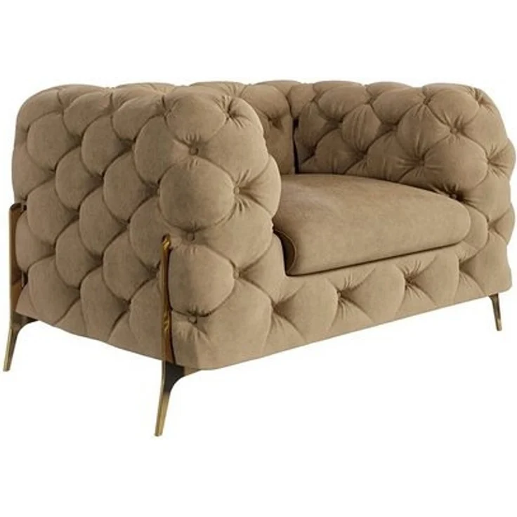 S-Style Möbel Chesterfield-Sessel Ashley mit Goldene Metall Füßen, mit Wellenfederung – Bild 4