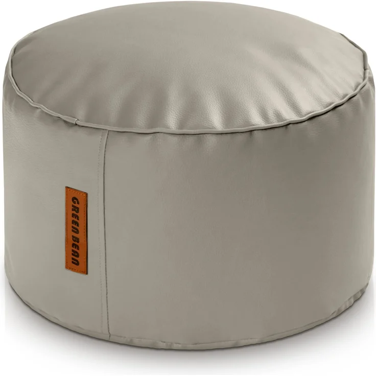 Green Bean® Sitzhocker aus Kunstleder - Pouf mit EPS Perlen Füllung - 43 x 30 cm - perfekte Ergänzung zum Sitzsack - Hellbraun-Grau – Bild 1
